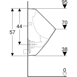 Alivio Pisuar, B34cm, H57cm, T34cm, dopływ u góry, odpływ do tyłu lub w dół GEBERIT 238150000