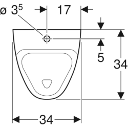 Alivio Pisuar, B34cm, H57cm, T34cm, dopływ u góry, odpływ do tyłu lub w dół GEBERIT 238150000