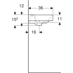 Smyle Square Umywalka kompaktowa, B45cm, H16cm, T36cm, z przelewem, z otworem na baterię, KeraTect GEBERIT 500.222.01.8