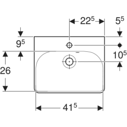 Smyle Square Umywalka kompaktowa, B45cm, H16cm, T36cm, z przelewem, z otworem na baterię, KeraTect GEBERIT 500.222.01.8