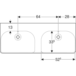 Smyle Square Umywalka podwójna, B120cm, H16.5cm, T48cm, z dwoma przelewami, bez otworów na baterie GEBERIT 500.224.01.1
