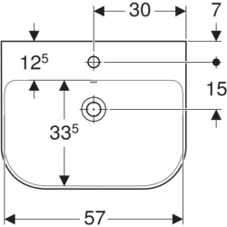 Smyle Umywalka, B60cm, H16.5cm, T48cm, z przelewem, z otworem na baterię, KeraTect GEBERIT 500.228.01.8