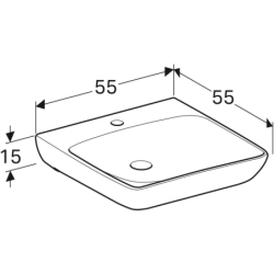 Selnova Comfort  Umywalka, B55cm, H15cm, T55cm, bez przelewu, z otworem na baterię GEBERIT 500.187.01.7