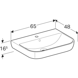Smyle Umywalka, B65cm, H17cm, T48cm, z przelewem, z otworem na baterię, KeraTect GEBERIT 500.230.01.8