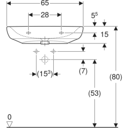 Selnova Comfort  Umywalka, B60cm, H15cm, T55cm, bez przelewu, z otworem na baterię GEBERIT 500.188.01.7