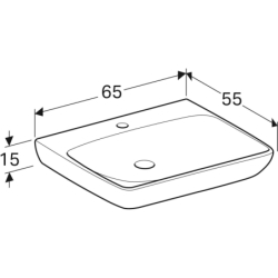 Selnova Comfort  Umywalka, B60cm, H15cm, T55cm, bez przelewu, z otworem na baterię GEBERIT 500.188.01.7