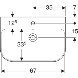 Smyle Umywalka, B70cm, H17cm, T48cm, z przelewem, z otworem na baterię, KeraTect GEBERIT 500.248.01.8