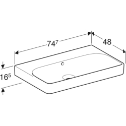 Smyle Square Umywalka, B75cm, H16.5cm, T48cm, z przelewem, bez otworu na baterię GEBERIT 500.249.00.2