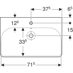 Smyle Square Umywalka, B75cm, H16.5cm, T48cm, z przelewem, z otworem na baterię, KeraTect GEBERIT 500.249.01.8