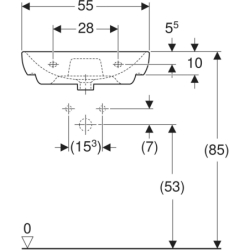 Smyle Umywalka, B55cm, H16.5cm, T48cm, z przelewem, z otworem na baterię GEBERIT 500.227.01.1