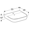 Smyle Umywalka, B55cm, H16.5cm, T48cm, z przelewem, z otworem na baterię GEBERIT 500.227.01.1