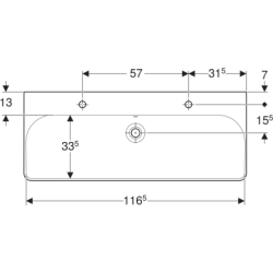 Smyle Square Umywalka, B120cm, H16.5cm, T48cm, z przelewem, z dwoma otworami na baterię, KeraTect GEBERIT 500.253.01.8