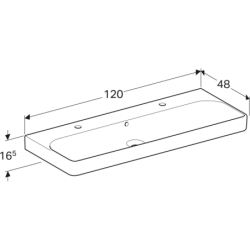 Smyle Square Umywalka, B120cm, H16.5cm, T48cm, z przelewem, z dwoma otworami na baterię, KeraTect GEBERIT 500.253.01.8