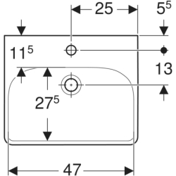 Smyle Square Umywalka kompaktowa, B50cm, H16cm, T41cm, z przelewem, z otworem na baterię, KeraTect GEBERIT 500.256.01.8
