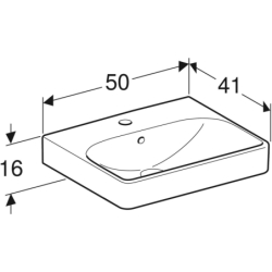 Smyle Square Umywalka kompaktowa, B50cm, H16cm, T41cm, z przelewem, z otworem na baterię, KeraTect GEBERIT 500.256.01.8