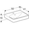Smyle Square Umywalka kompaktowa, B50cm, H16cm, T41cm, z przelewem, z otworem na baterię, KeraTect GEBERIT 500.256.01.8