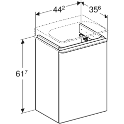 Smyle Square Szafka pod umywalkę, B44.2cm, H61.7cm, T35.6cm, 1 drzwi, z zawiasem po lewej, biały GEBERIT 500.351.00.1