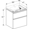 Smyle Square Szafka pod umywalkę, B58.4cm, H61.7cm, T47cm, z dwoma szufladami, lava GEBERIT 500.352.JK.1