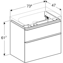 Smyle Square Szafka pod umywalkę, B73.4cm, H61.7cm, T47cm, z dwoma szufladami, lava GEBERIT 500.353.JK.1