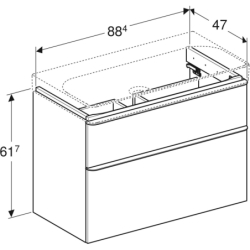 Smyle Square Szafka pod umywalkę, B88.4cm, H61.7cm, T47cm, z dwoma szufladami, sand grey GEBERIT 500.354.JL.1