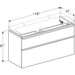 Smyle Square Szafka pod umywalkę, B118.4cm, H61.7cm, T47cm, z dwoma szufladami, sand grey GEBERIT 500.355.JL.1
