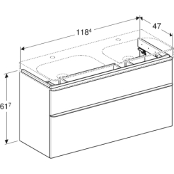 Smyle Square Szafka pod podwójną umywalkę, B118.4cm, H61.7cm, T47cm, z dwoma szufladami, biały GEBERIT 500.356.00.1