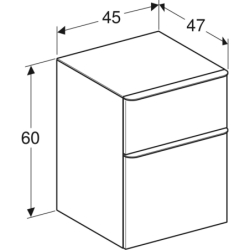 Smyle Square Szafka boczna, B45cm, H60cm, T47cm, z dwoma szufladami, lava GEBERIT 500.357.JK.1