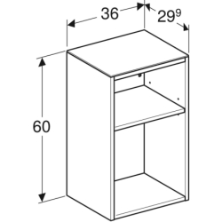 Smyle Square Szafka boczna otwarta, B36cm, H60cm, T29.9cm, Orzech włoski hickory GEBERIT 500.358.JR.1