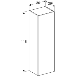 Smyle Square Szafka boczna średnia, B36cm, H118cm, T29.9cm, z jednymi drzwiami, lava GEBERIT 500.361.JK.1