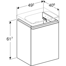 Smyle Square Szafka pod umyw. kompakt., B49.2cm, H61.7cm, T40.6cm, 1 drzwi, z zawiasem po prawej, biały GEBERIT 500.363.00.1