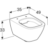 Smyle Square Wisząca miska WC, lejowa, B35cm, H33cm, T49cm, krótka, Rimfree, KeraTect GEBERIT 500.379.01.8
