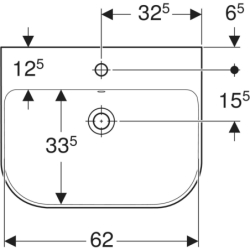 Smyle Umywalka, B65cm, H17cm, T48cm, z przelewem, z otworem na baterię GEBERIT 500.230.01.1