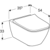 Smyle Square Set wisz. WC, 35,5x54x37,5cm, ukryte mocowania, Rimfree, deską, wypinane zawiasy Duroplast GEBERIT 500.683.00.2