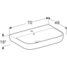 Smyle Umywalka, B70cm, H17cm, T48cm, z przelewem, z otworem na baterię GEBERIT 500.248.01.1