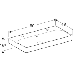 Smyle Square Umywalka, B90cm, H16.5cm, T48cm, z przelewem, z dwoma otworami na baterię GEBERIT 500.252.01.1