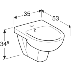 Selnova Bidet wiszący, B35cm, H34.5cm, T53cm, z przelewem, z otworem na baterię GEBERIT 500.264.01.7