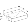 Variform Umywalka częściowo wpuszczana, B55cm, H18.5cm, T45cm, z przelewem, z otworem na baterię GEBERIT 500.681.01.1
