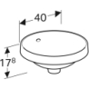 Variform Umywalka wpuszczana, D40cm, H17.8cm, z przelew, bez otworu na bat., szkliwo spód, KeraTect GEBERIT 500.701.00.2