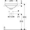 Variform Umyw. wpuszczana w blat, okrągła, D40cm, H17.8cm, bez przelewu, bez otworu na baterię, KeraTect GEBERIT 500.702.00.2
