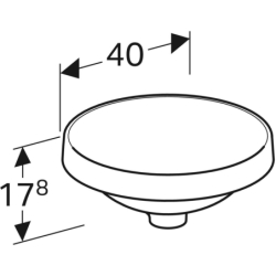 Variform Umywalka wpuszczana w blat, okrągła, D40cm, H17.8cm, bez przelewu, bez otworu na baterię GEBERIT 500.702.01.2