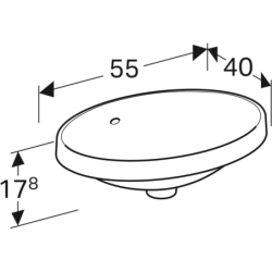 Variform Umywalka wpuszczanaB55cm, H17.8cm, T40cm, z przelewem, bez otworu na baterię, KeraTect GEBERIT 500.716.00.2
