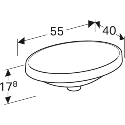 Variform Umywalka wpuszczanaB55cm, H17.8cm, T40cm, bez przelewu, bez otworu na baterię, szkliwiony spód GEBERIT 500.719.01.2