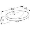 Variform Umywalka wpuszczanaB60cm, H17.8cm, T48cm, z przelewem, z otworem na baterię, szkliwiony spód GEBERIT 500.725.01.2