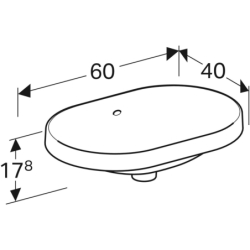 Variform Umywalka wpuszczana, B60cm, H17.8cm, T40cm, z przelewem, bez otworu na baterię GEBERIT 500.728.01.2