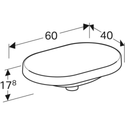 Variform Umywalka wpuszczana, B60cm, H17.8cm, T40cm, bez przelewu, bez otworu na baterię GEBERIT 500.730.01.2