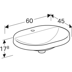 Variform Umywalka wpuszczana, B60cm, H17.8cm, T45cm, bez przelewu, z otworem na baterię GEBERIT 500.734.01.2