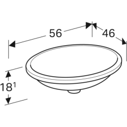 Variform Umywalka podblatowa, owalna, B56cm, H18cm, T46cm, bez przelewu i otworu, szkliwo spód, KeraTect GEBERIT 500.755.00.2