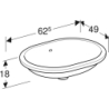 Variform Umywalka podblatowa, B62.5cm, H18cm, T49cm, z przelew, bez otworu na bat., szkliwo spód GEBERIT 500.757.01.2