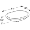 Variform Umywalka podblatowa, eliptyczna, B62.5cm, H18cm, T49cm, bez przelewu, bez otworu na baterię GEBERIT 500.758.01.2