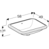 Variform Umywalka podblatowa, B58cm, H17.8cm, T49cm, z przelew, bez otworu na bat., szkliwo spód GEBERIT 500.765.01.2